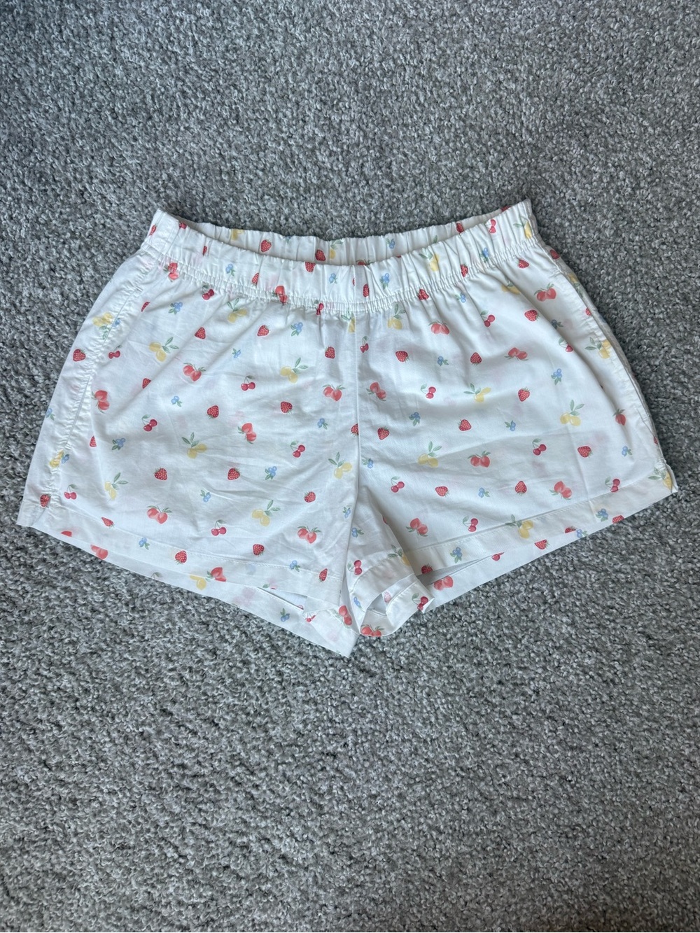 White Fruit Print Women’s Boxer/Sleep Shorts (Hollister)